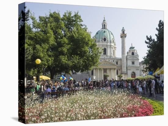 Buskers Festival at St. Charles' Church (Karlskirche), Resselpark, Karlsplatz, Vienna, Austria-Jean Brooks-Stretched Canvas