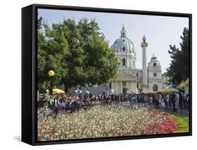 Buskers Festival at St. Charles' Church (Karlskirche), Resselpark, Karlsplatz, Vienna, Austria-Jean Brooks-Framed Stretched Canvas