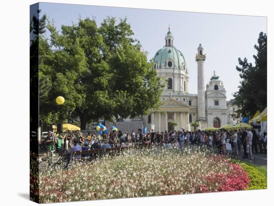 Buskers Festival at St. Charles' Church (Karlskirche), Resselpark, Karlsplatz, Vienna, Austria-Jean Brooks-Stretched Canvas