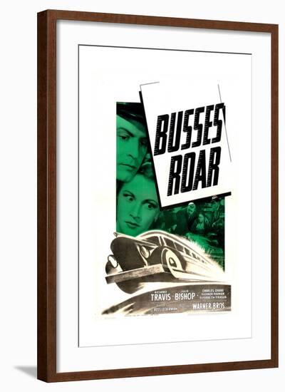 BUSSES ROAR, US poster, from left: Richard Travis, Julie Bishop, 1942-null-Framed Art Print