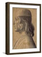 Bust-Length Portrait of a Man in Profile to Left, Wearing a Cap, 1475-1500-null-Framed Giclee Print