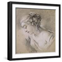 Bust of a Girl in Profile to Left-Francois Boucher-Framed Giclee Print