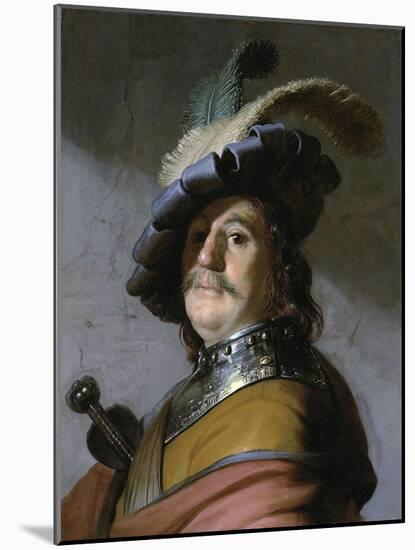 Bust of a Man in a Gorget and a Feathered Beret, 1627-Rembrandt van Rijn-Mounted Giclee Print