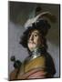 Bust of a Man in a Gorget and a Feathered Beret, 1627-Rembrandt van Rijn-Mounted Giclee Print