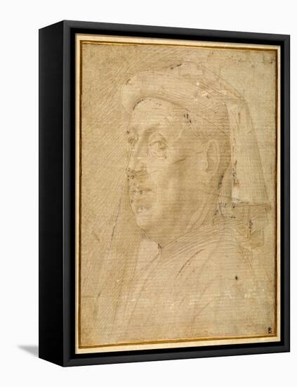 Bust of a Man Wearing a Chaperon-Lorenzo di Credi-Framed Stretched Canvas