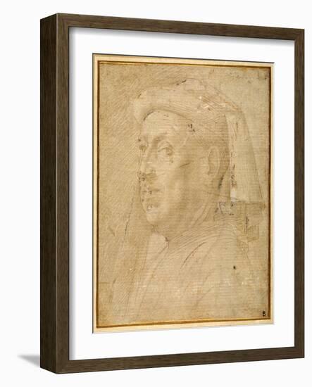 Bust of a Man Wearing a Chaperon-Lorenzo di Credi-Framed Giclee Print