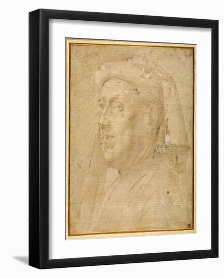 Bust of a Man Wearing a Chaperon-Lorenzo di Credi-Framed Giclee Print