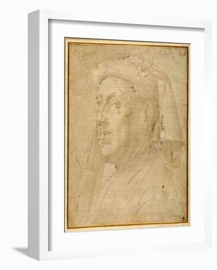 Bust of a Man Wearing a Chaperon-Lorenzo di Credi-Framed Giclee Print