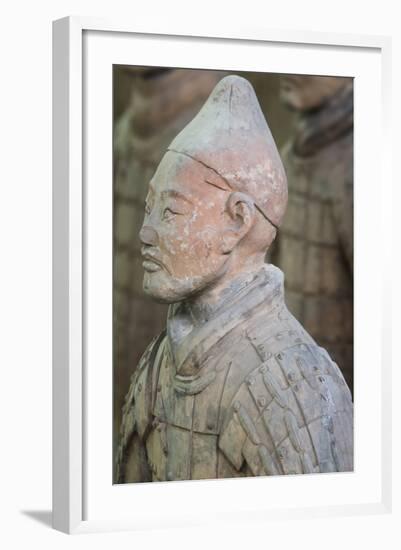 Bust of a Terracotta Warrior, Mausoleum of the First Qin Emperor, Xian, Shaanxi Province, China-G & M Therin-Weise-Framed Photographic Print