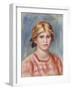 Bust of a Woman with a Rose Coloured Blouse, 1905-Pierre-Auguste Renoir-Framed Giclee Print