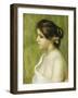 Bust of a Young Girl with Flowers Decorating Her Ear, 1898-Pierre-Auguste Renoir-Framed Giclee Print