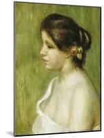 Bust of a Young Girl with Flowers Decorating Her Ear, 1898-Pierre-Auguste Renoir-Mounted Giclee Print