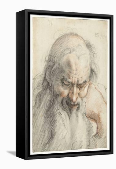 Bust of an Old Man, 1610 (Chalk on Paper)-Hendrik Goltzius-Framed Stretched Canvas