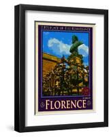 Bust of Benvenuto Cellini on the Ponte Vecchio, Florence. Italy 2-Anna Siena-Framed Giclee Print