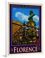 Bust of Benvenuto Cellini on the Ponte Vecchio, Florence. Italy 2-Anna Siena-Framed Giclee Print