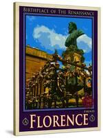 Bust of Benvenuto Cellini on the Ponte Vecchio, Florence. Italy 2-Anna Siena-Stretched Canvas