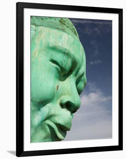 Bust of Jazz Great Charlie Yardbird Parker, Historic Jazz District, Kansas City, Missouri, USA-Walter Bibikow-Framed Premium Photographic Print