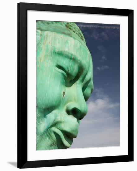 Bust of Jazz Great Charlie Yardbird Parker, Historic Jazz District, Kansas City, Missouri, USA-Walter Bibikow-Framed Photographic Print