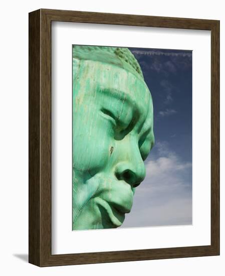 Bust of Jazz Great Charlie Yardbird Parker, Historic Jazz District, Kansas City, Missouri, USA-Walter Bibikow-Framed Photographic Print