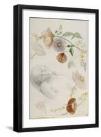 Bust of Man with Eyes Closed, Surrounded by Flowers-Odilon Redon-Framed Giclee Print