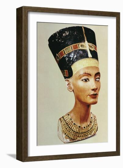 Bust of Queen Nefertiti, from the Studio of the Sculptor Thutmose at Tell El-Amarna-Egyptian 18th Dynasty-Framed Giclee Print