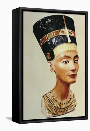 Bust of Queen Nefertiti, from the Studio of the Sculptor Thutmose at Tell El-Amarna-Egyptian 18th Dynasty-Framed Stretched Canvas