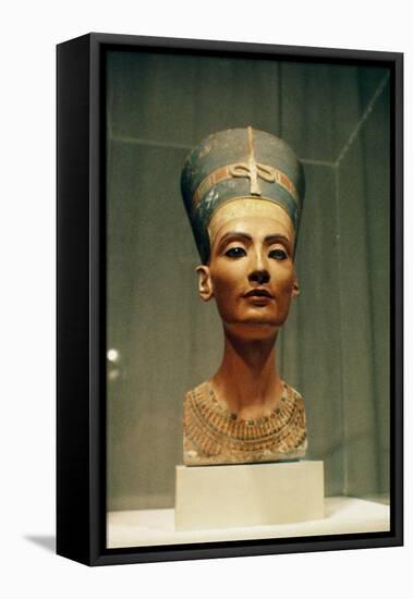 Bust of Queen Nefertiti, Front View, from the Studio of the Sculptor Thutmose at Tell El-Amarna-Egyptian 18th Dynasty-Framed Stretched Canvas