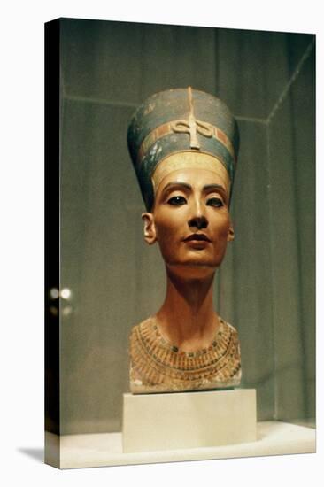 Bust of Queen Nefertiti, Front View, from the Studio of the Sculptor Thutmose at Tell El-Amarna-Egyptian 18th Dynasty-Stretched Canvas