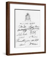 Bust of Shakespeare and Signatures of Celebrated Actors-null-Framed Giclee Print