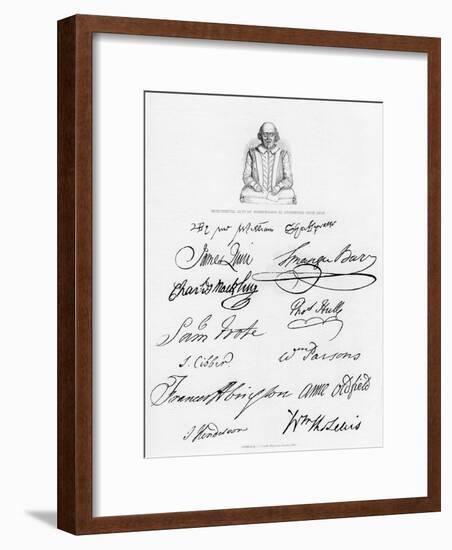 Bust of Shakespeare and Signatures of Celebrated Actors-null-Framed Giclee Print