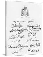 Bust of Shakespeare and Signatures of Celebrated Actors-null-Stretched Canvas