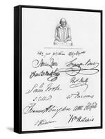 Bust of Shakespeare and Signatures of Celebrated Actors-null-Framed Stretched Canvas