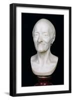 Bust of Voltaire (1694-1778) Without His Wig, 1778-Jean-Antoine Houdon-Framed Giclee Print