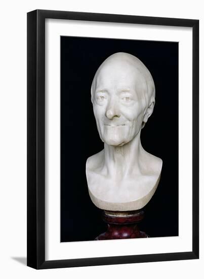 Bust of Voltaire (1694-1778) Without His Wig, 1778-Jean-Antoine Houdon-Framed Giclee Print