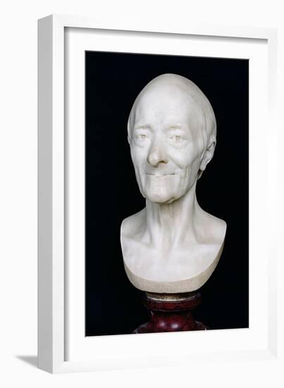 Bust of Voltaire (1694-1778) Without His Wig, 1778-Jean-Antoine Houdon-Framed Giclee Print