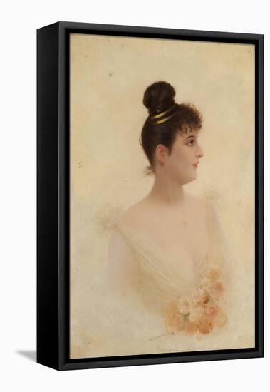 Bust Portrait of a Girl-Georges Croegaert-Framed Stretched Canvas