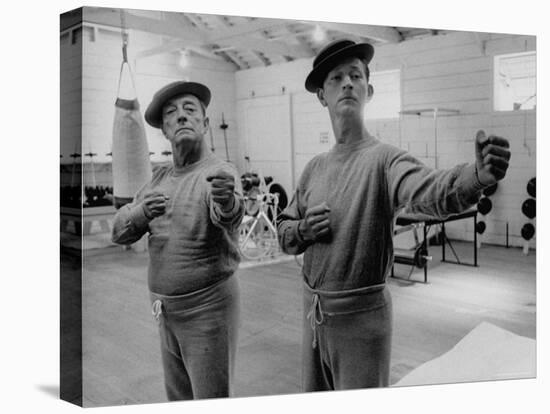 Buster Keaton and Donald O'Connor Holding Up 'Dukes', Practicing for Movie Based on Keaton's Life-Allan Grant-Stretched Canvas