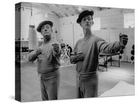 Buster Keaton and Donald O'Connor Holding Up 'Dukes', Practicing for Movie Based on Keaton's Life-Allan Grant-Stretched Canvas