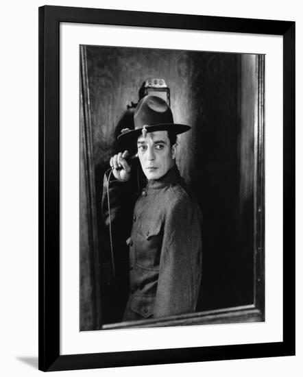 Buster s'en va-t-en guerre (DOUGHBOYS) by EdwardSedgwick with Buster Keaton, 1930 (b/w photo)-null-Framed Photo