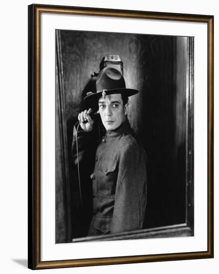 Buster s'en va-t-en guerre (DOUGHBOYS) by EdwardSedgwick with Buster Keaton, 1930 (b/w photo)-null-Framed Photo