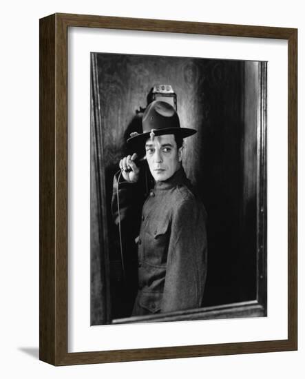 Buster s'en va-t-en guerre (DOUGHBOYS) by EdwardSedgwick with Buster Keaton, 1930 (b/w photo)-null-Framed Photo