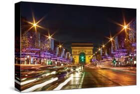 Bustling Paris at Night-null-Stretched Canvas