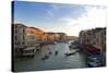 Bustling Riverfront Along the Grand Canal in Venice, Italy-David Noyes-Stretched Canvas