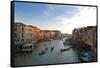 Bustling Riverfront Along the Grand Canal in Venice, Italy-David Noyes-Framed Stretched Canvas