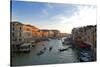 Bustling Riverfront Along the Grand Canal in Venice, Italy-David Noyes-Stretched Canvas