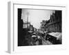 Bustling View of Fulton St, with Rows of Shops and Horse Drawn Carriages-Wallace G^ Levison-Framed Photographic Print