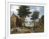 Bustling Village Landscape with Trees-Pieter Brueghel the Younger-Framed Premium Giclee Print