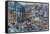 Busy City in 1934-Bill Bell-Framed Stretched Canvas