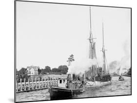 Busy Day in the Canal, Charlevoix, Mich.-null-Mounted Photo