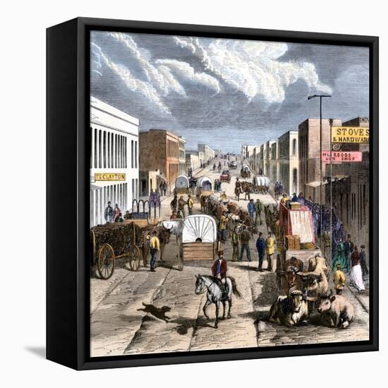 Busy Downtown Denver, Colorado, Late 1870s-null-Framed Stretched Canvas